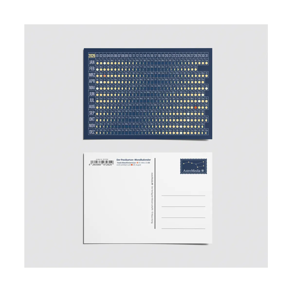 Der Postkarten-Mondkalender 2026- AstroMedia