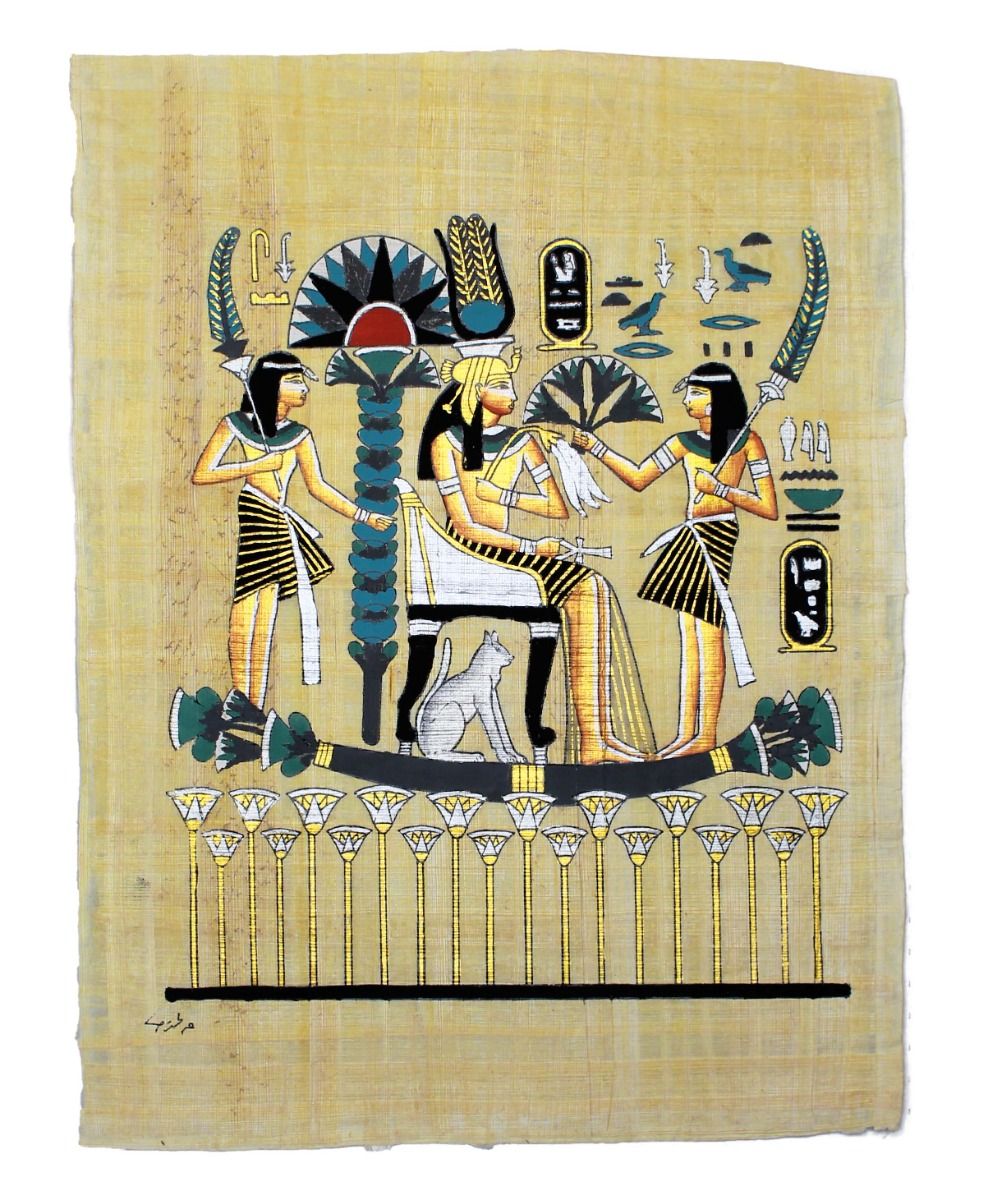 Papyrus Gross-Formate - Prinzessin auf dem Nilboot bemalt