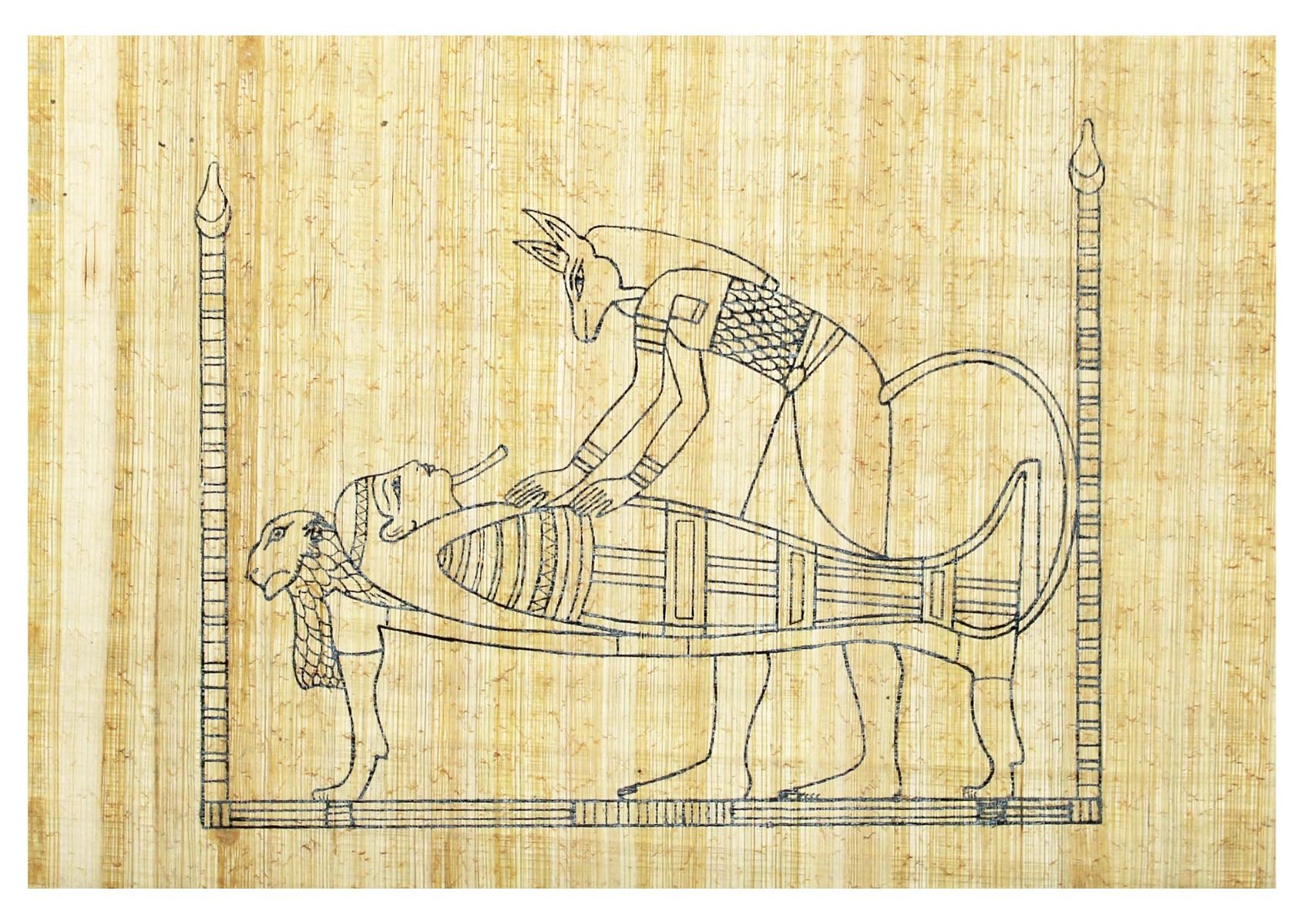 Papyrus A4 Motiv - Anubis und Mumie