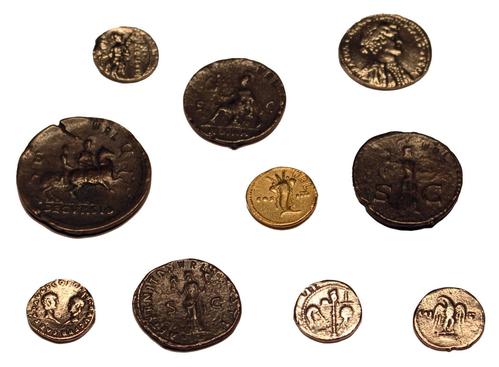 10 pièces de monnaie romaines - réplique