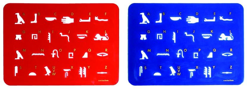 2 XL Hieroglyphenschablone / rot und blau