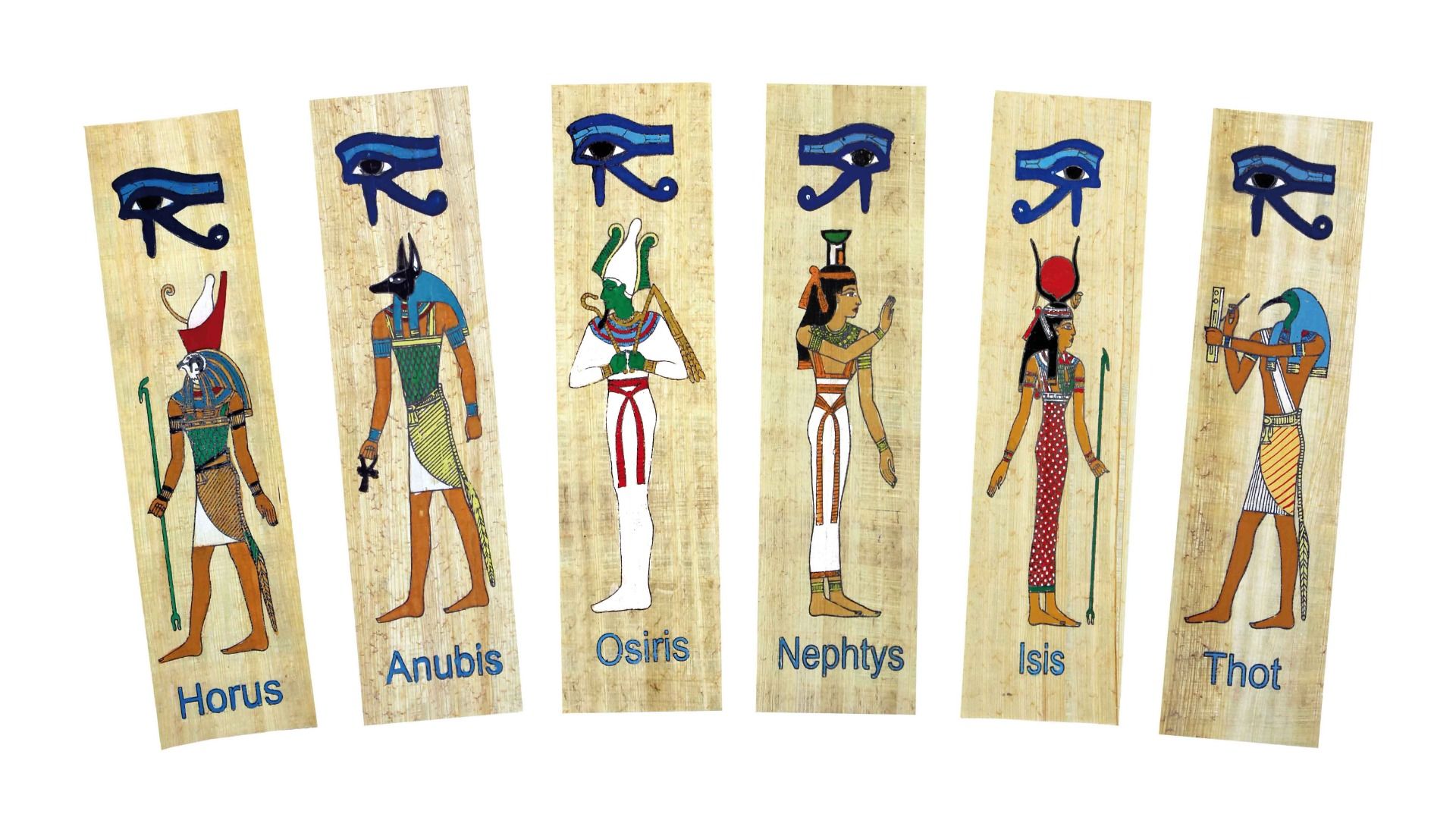 Papyrus Lesezeichen - Udjat-Set bemalt