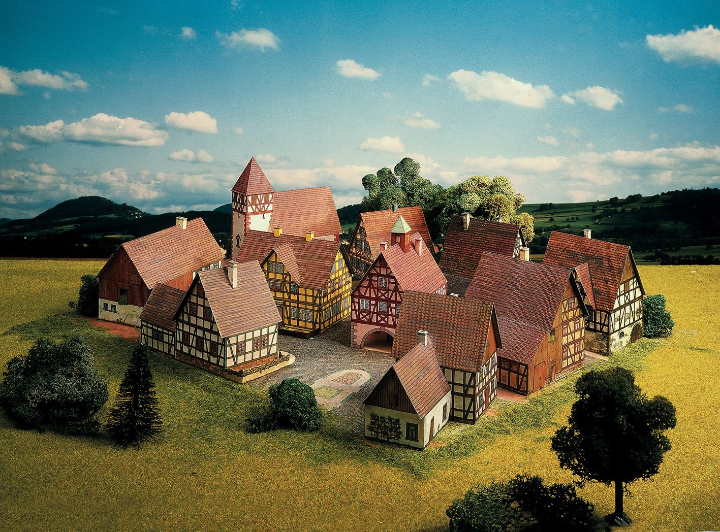Schreiber-Bogen - Dorf mit Fachwerkhäusern