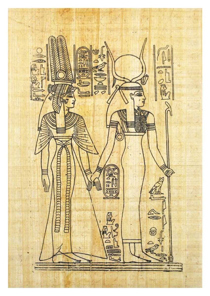 Papyrus A4 Motiv - Isis mit Nefertari