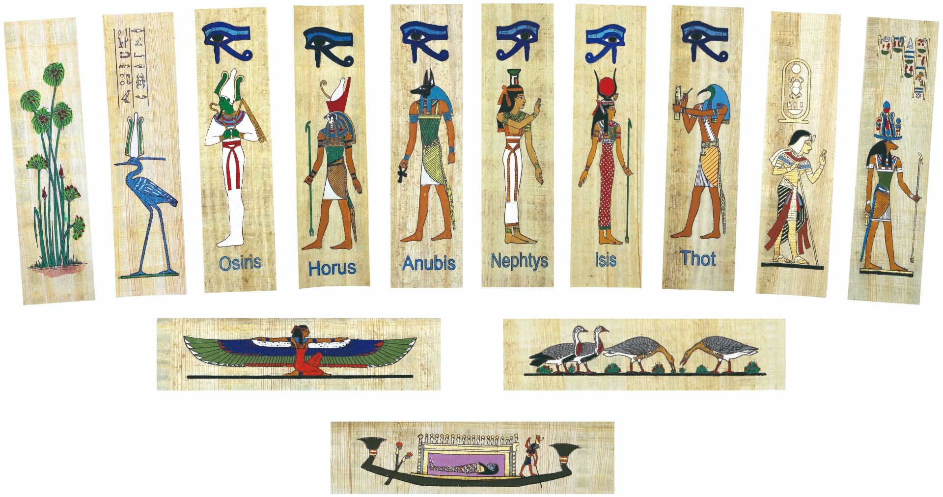 13 Papyrus Lesezeichen handbemalt