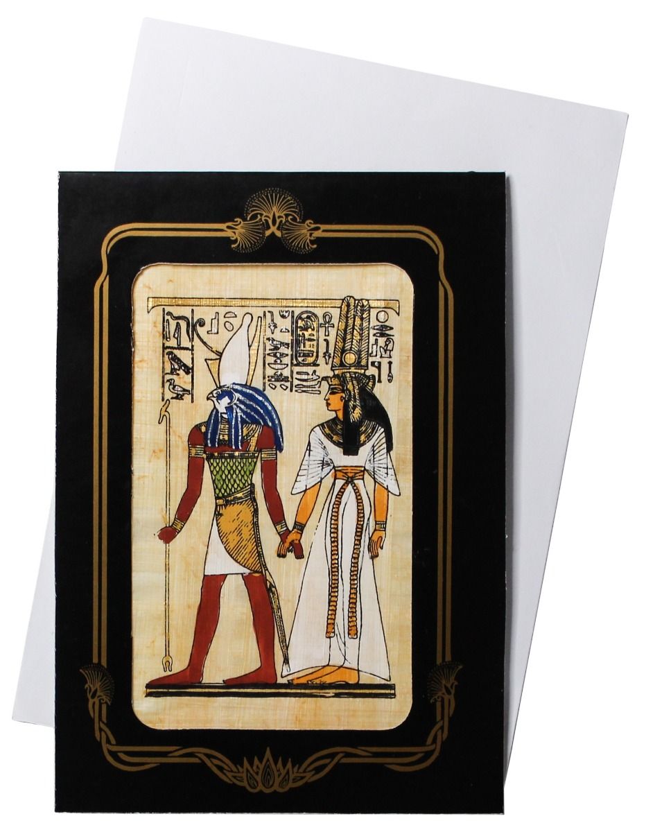 Papyrus Mini-Galerie - Horus und Nefertari bemalt