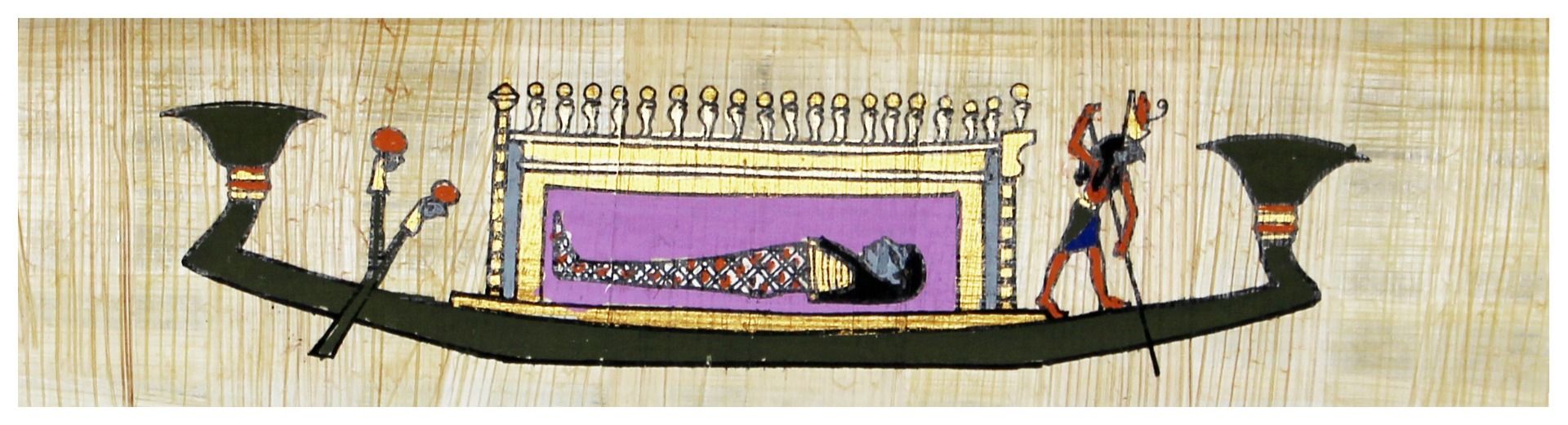 Papyrus Lesezeichen - Sonnenbarke bemalt