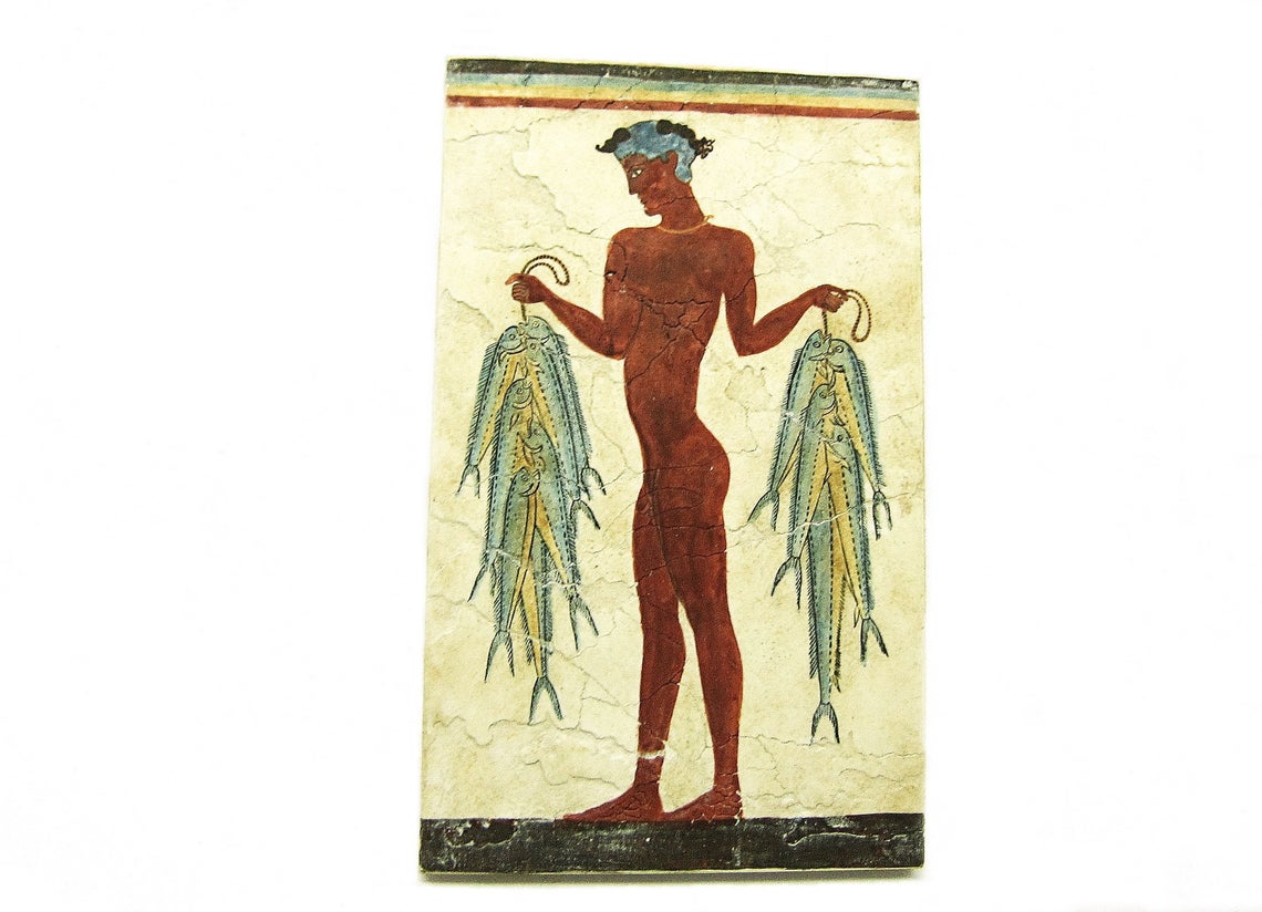 Gipsplatte - Fischer aus Santorin